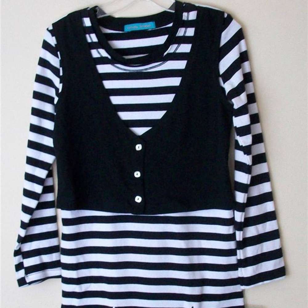 GIRL DRESS w/ Vest NWT Totally Trixie Stripes Cute Designer Kids Wear Adorable